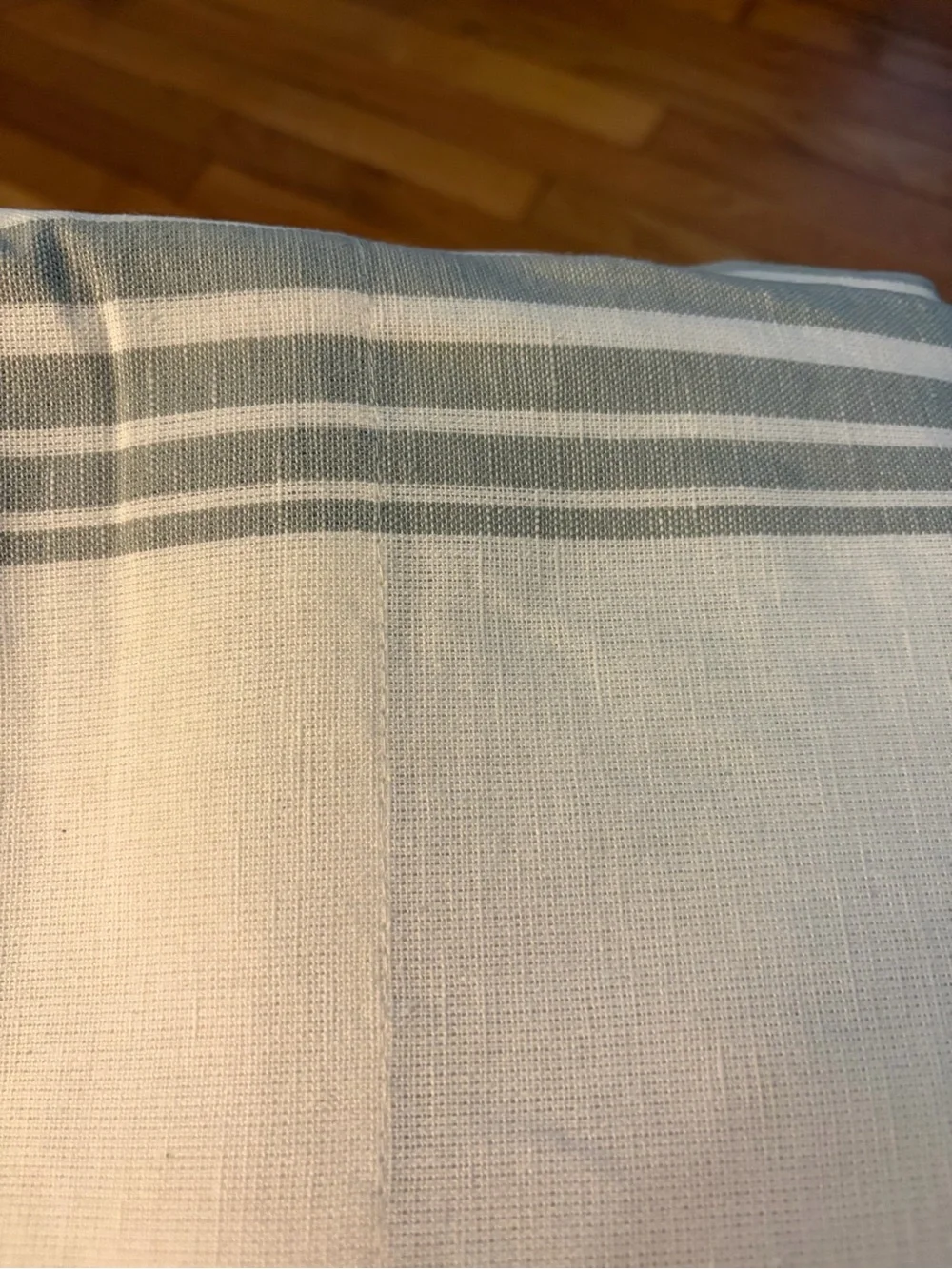 NWOT Quince Coastal Stripe Curtain in Ivory and Sage 48x84 inches